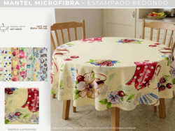 Mantel Microfibra Estampado Redondo 1.80Mt M5005