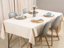 Mantel de Mesa con Tela Jacquard Blanco Paris M5039 1.40×2.00M