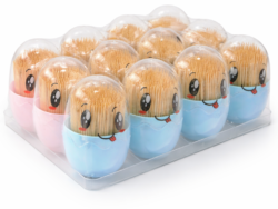 Pack de Set x 12 Escarbadientes con Dispensador Diseño Huevo