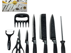 Set De Cuchillos Kunsion 8 Piezas En Acero Negro KS-8PC IS5355A S-1056-02