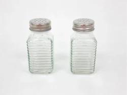 Set Salero 9cm Especiero Condimentero Tapa Acero X2 Transparente Con Rayas 202507