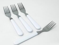 Tenedor De Mango Blanco Stainless Steel Por Unidad