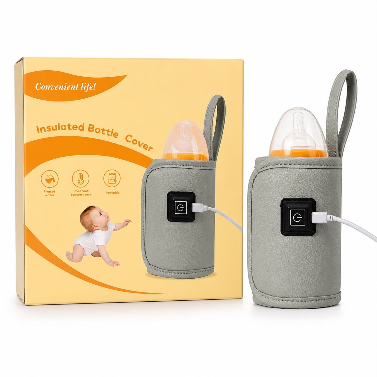 Calentador de Mamadera Recargable Portatil Convenient Life Caja Naranja B64