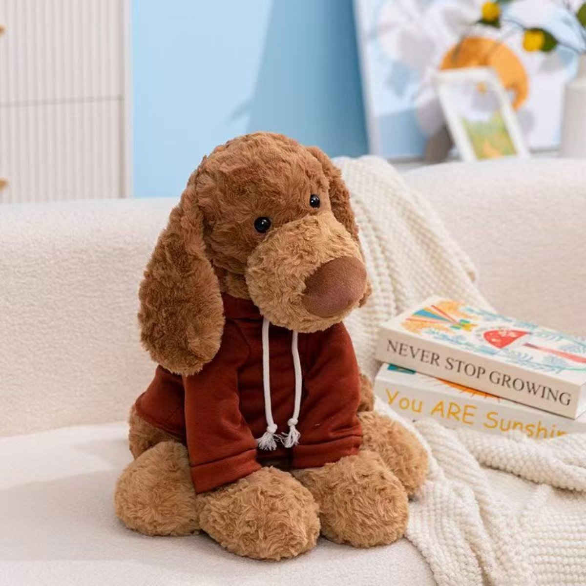 Perro con buzo con capucha 23cm
