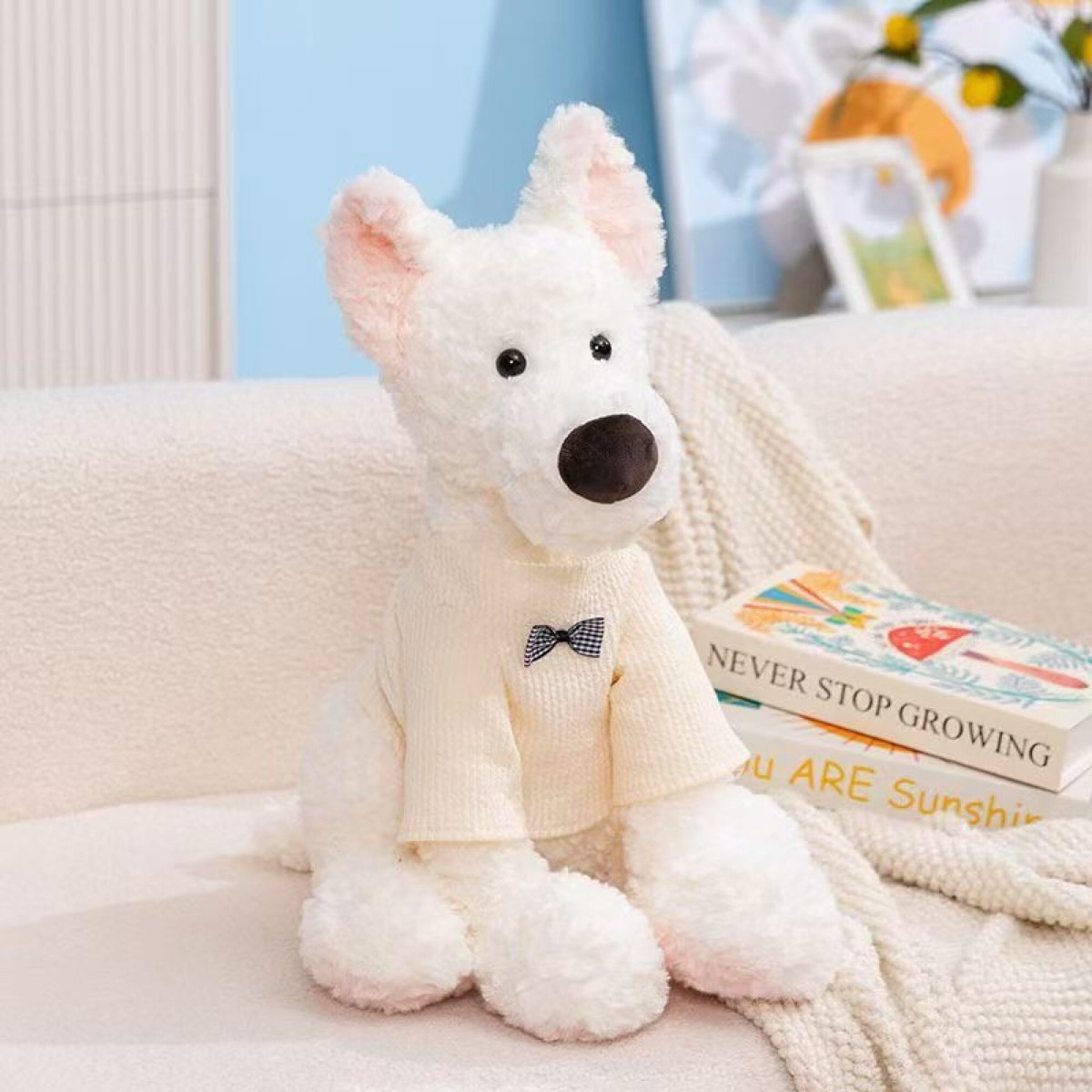 Perro blanco con moño 23cm
