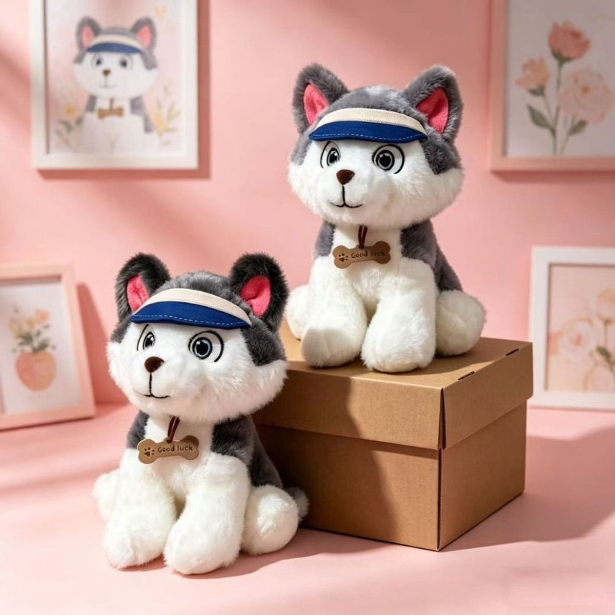 Husky con gorro 28cm