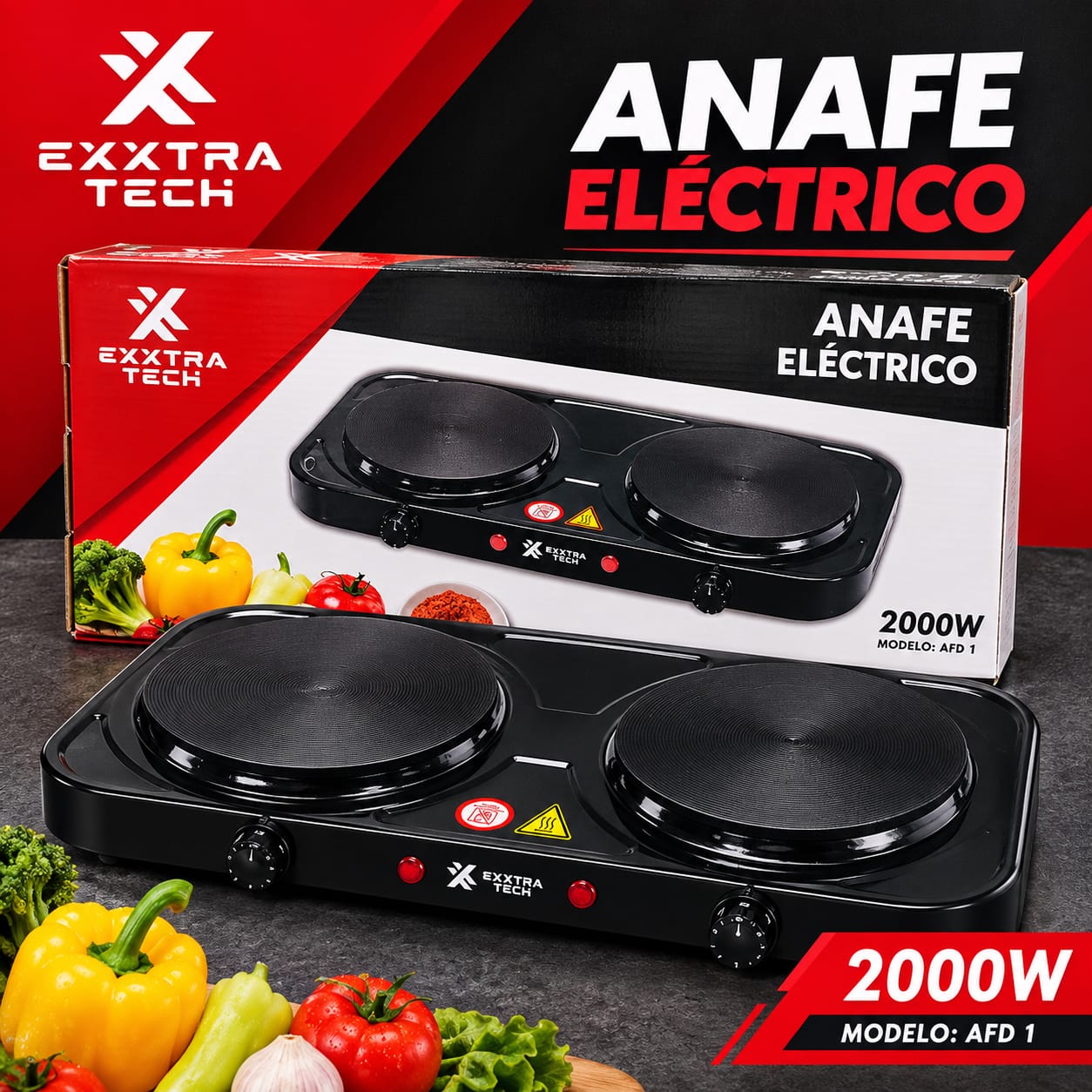 ANAFE DE 2 HORNALLAS EXTRA TECH