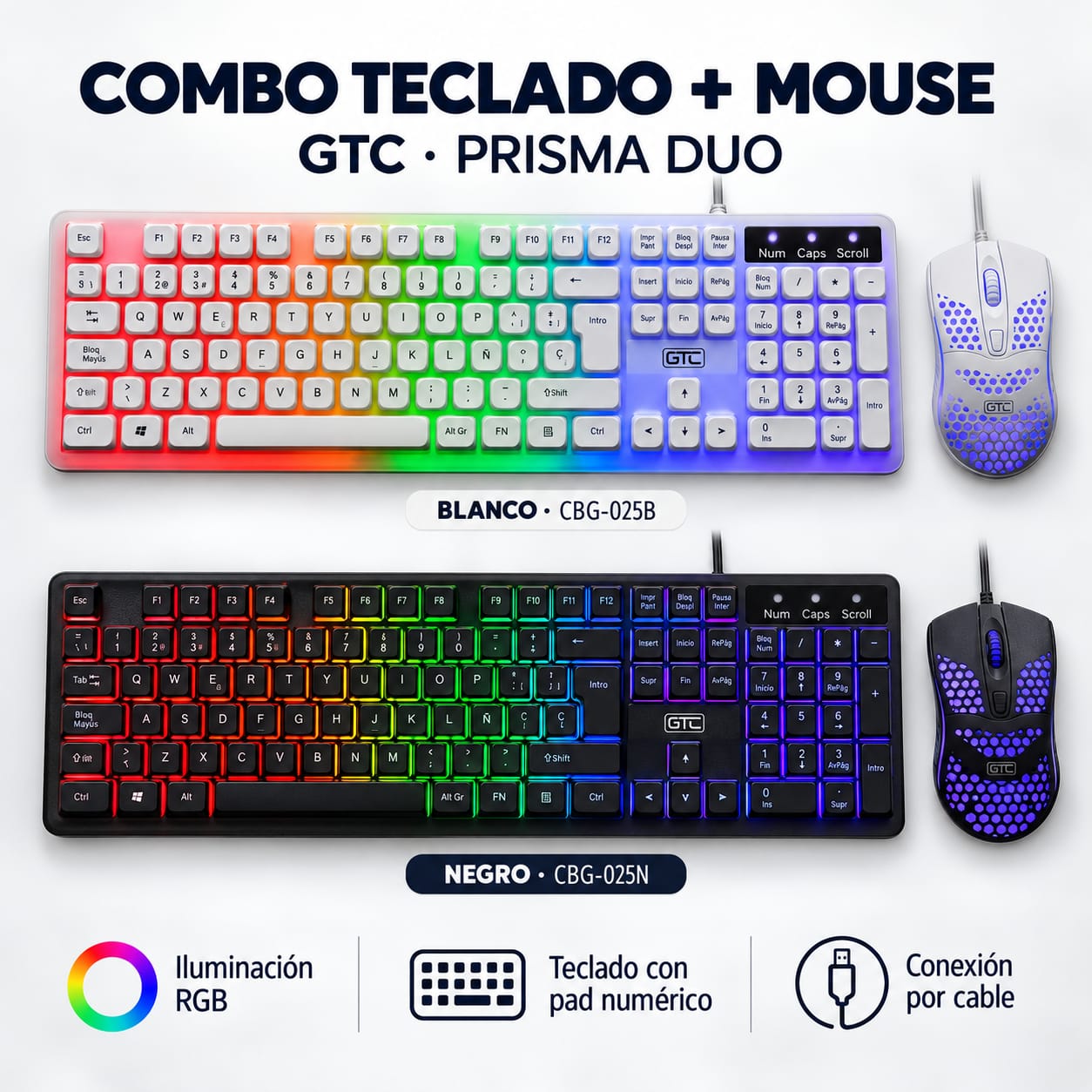 COMBO TECLADO C/MOUSE DUO PRISMA GTC