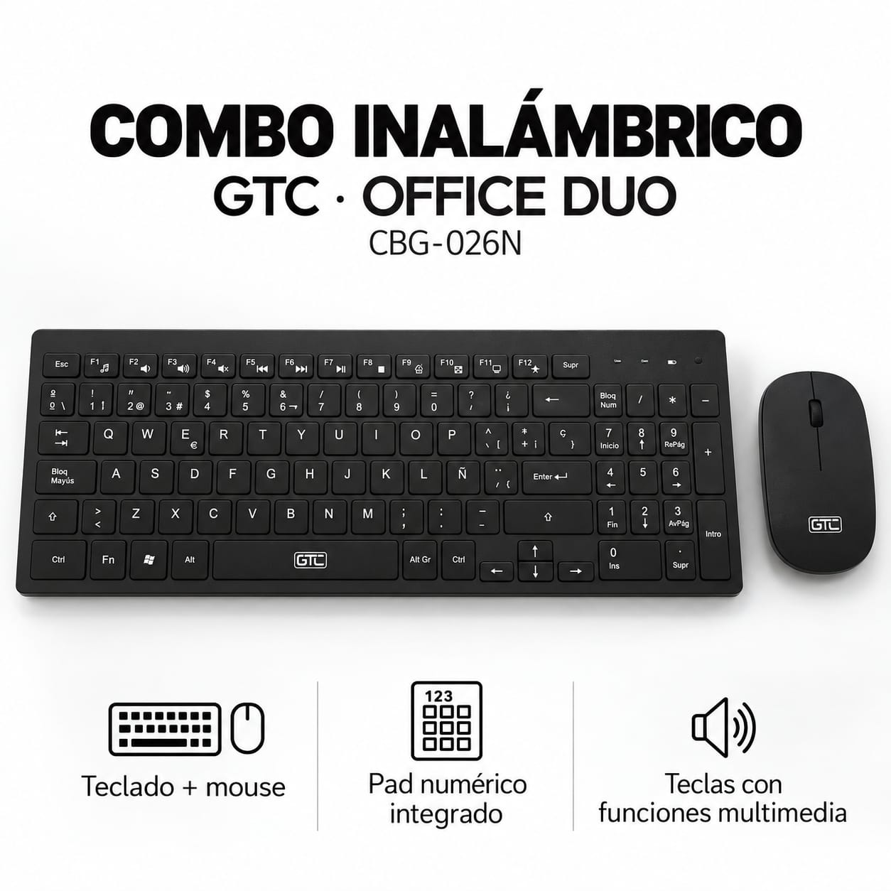 COMBO TECLADO C/MOUSE OFFICE GTC