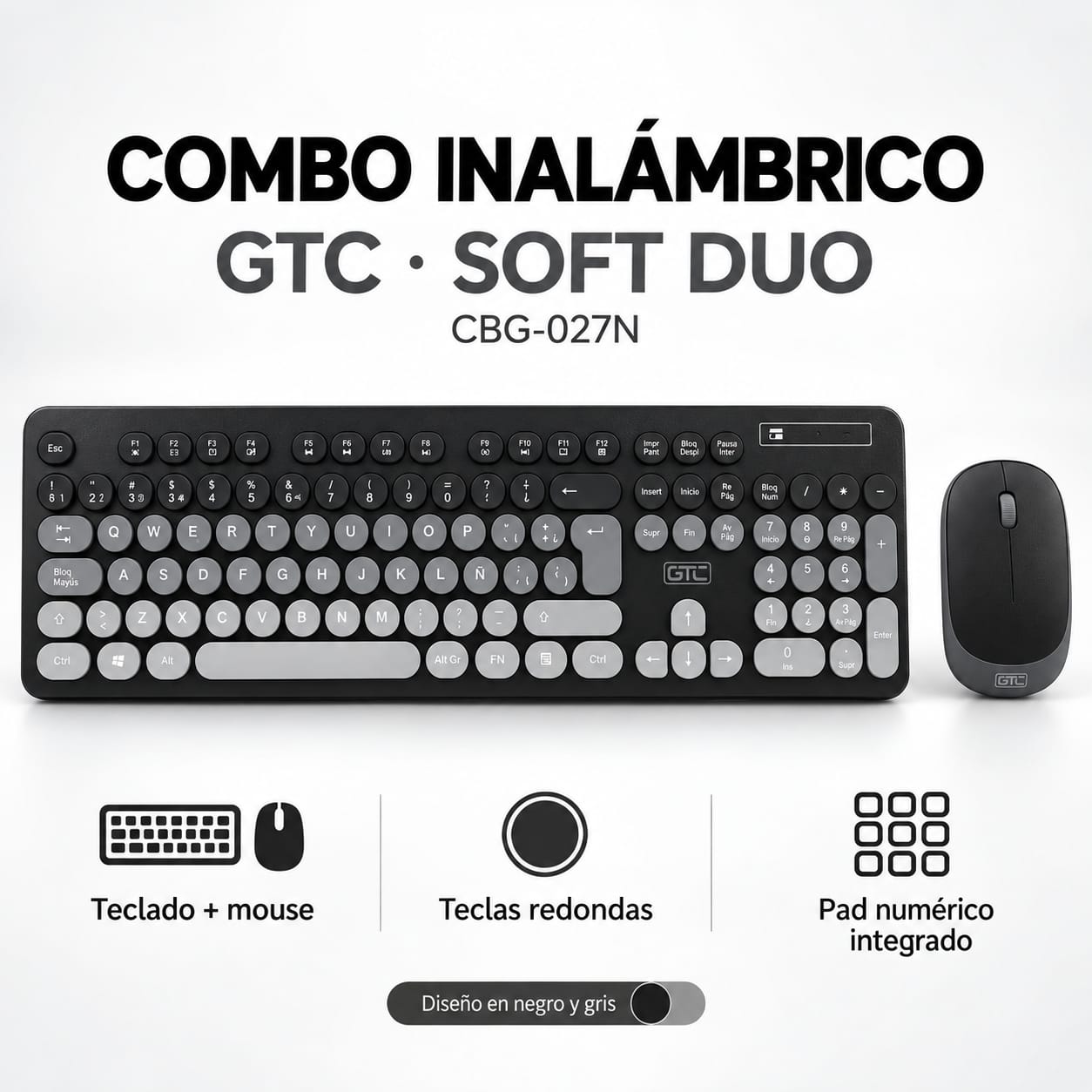 COMBO TECLADO Y MOUSE IINALABRICO SOFT DUO