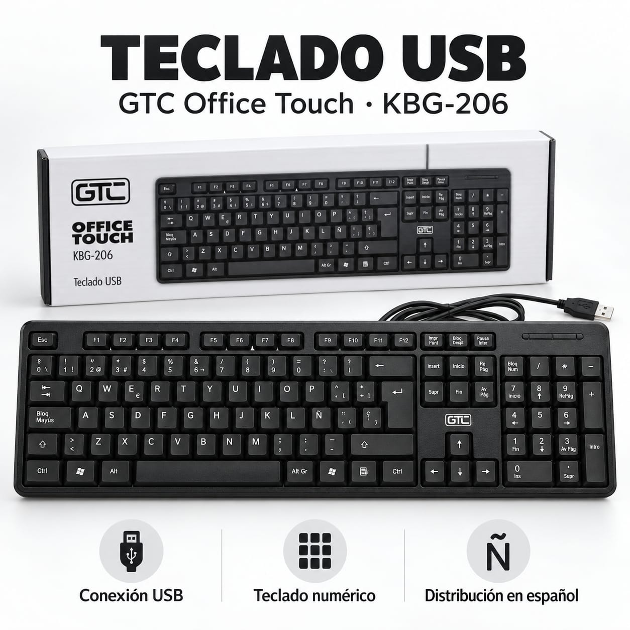 TECLADO USB OFFICE DUO GTC