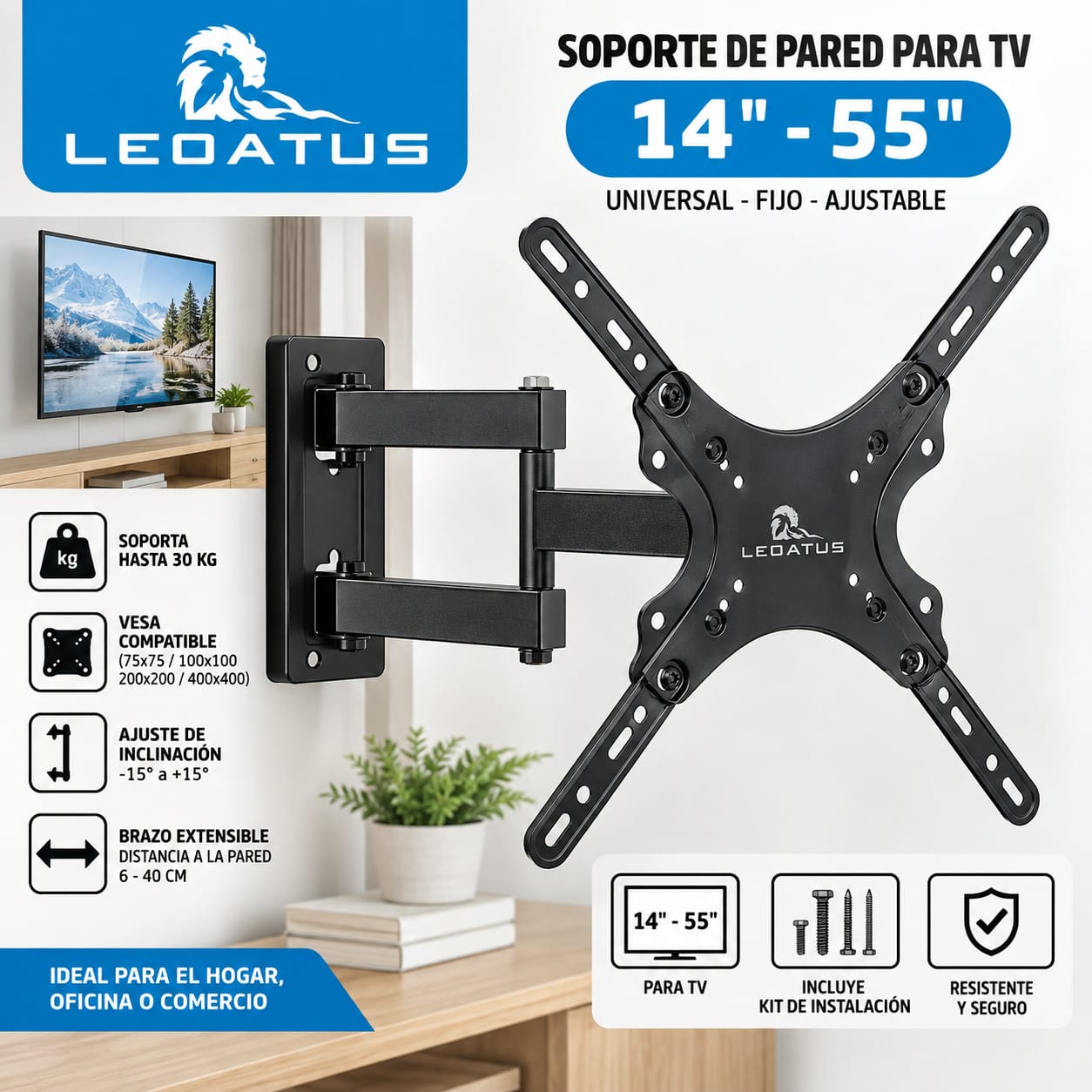 SOPORTE DE TV MOVIL DE 14″ A 55″ LEGATUS