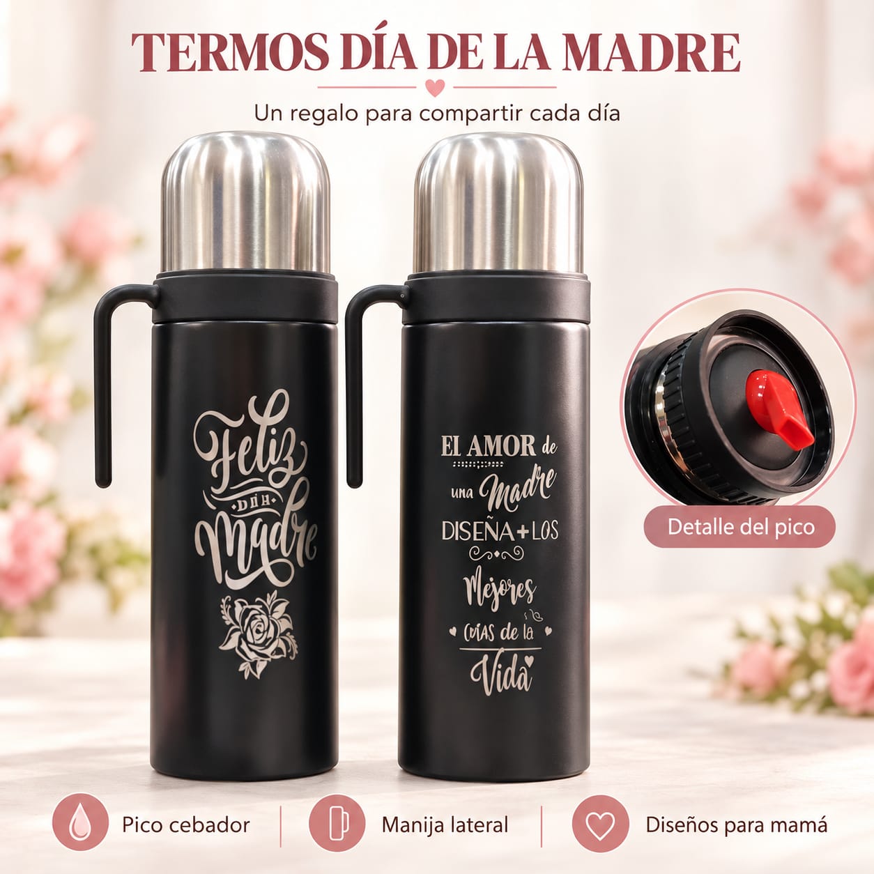 TERMO MEDIA MANIJA DISEÑO DIA DE LA MADRE