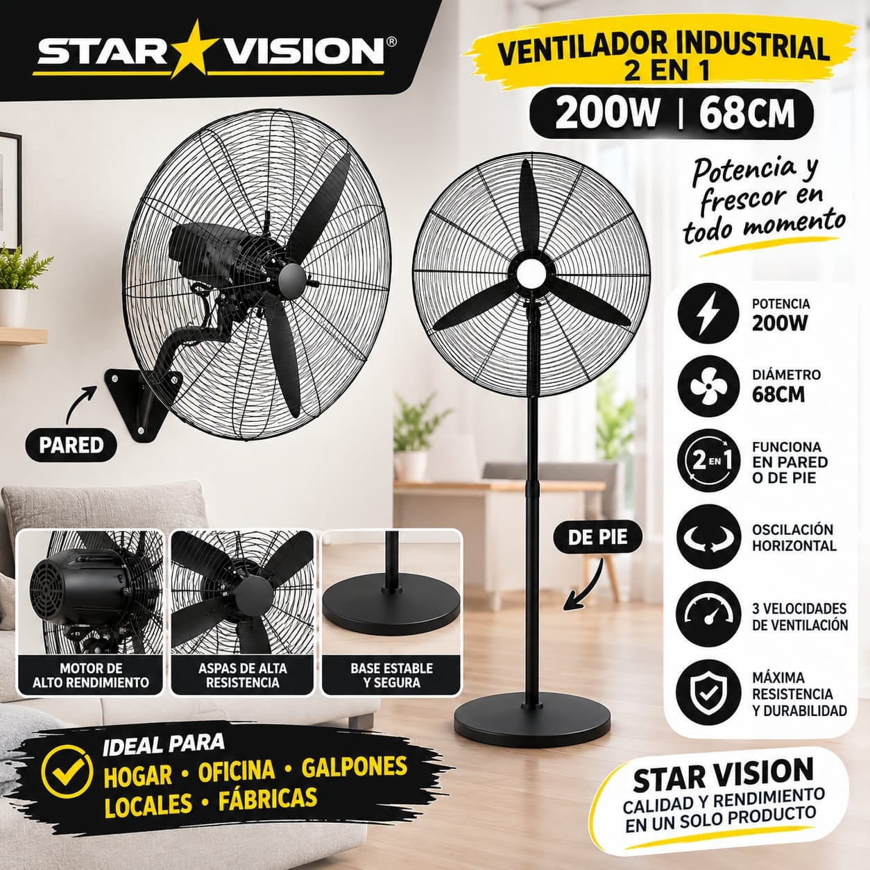 VENTILADOR INDUSTRIAL 26″ 2 EN 1 STARVISION