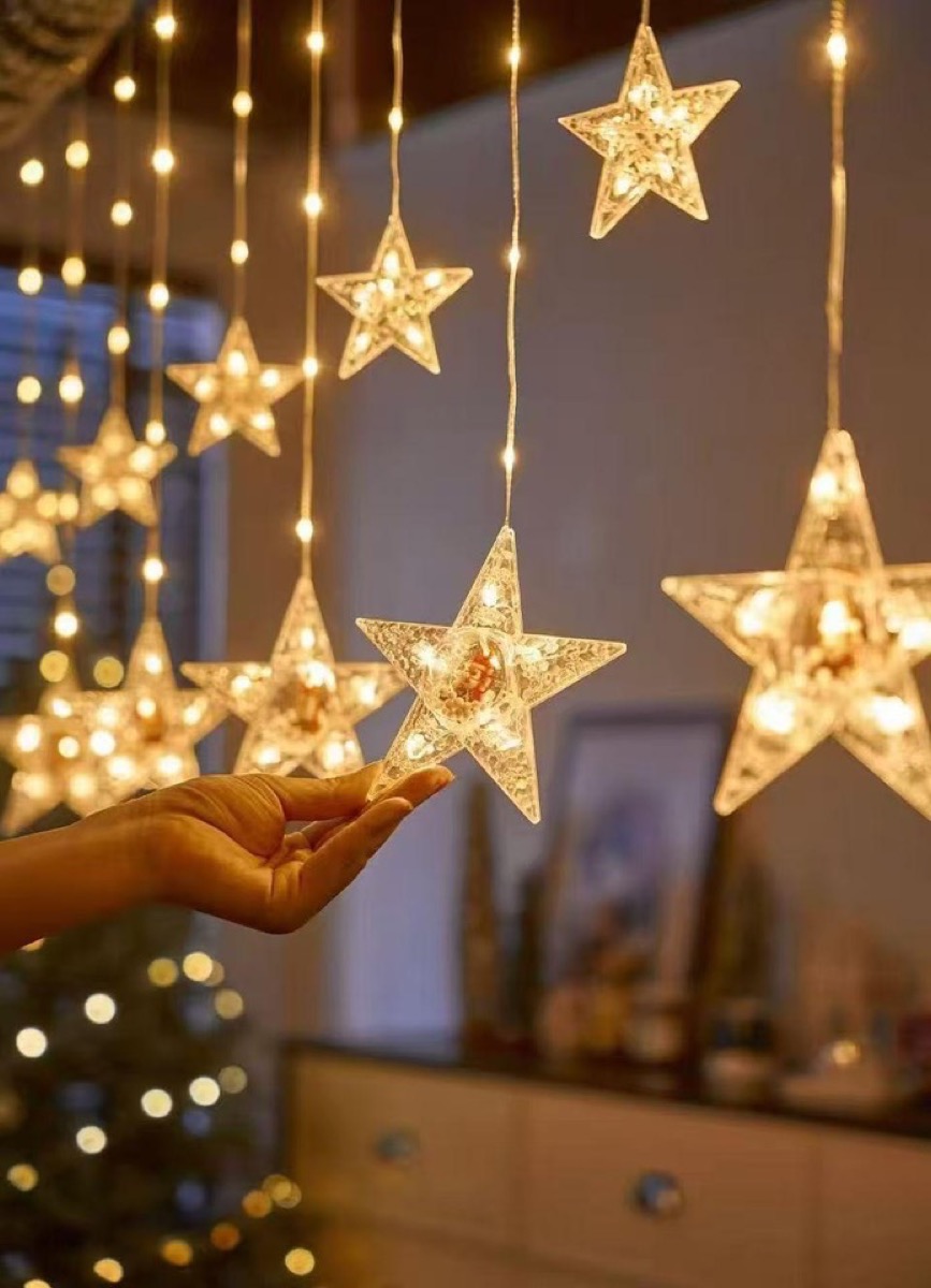 CORTINA LUZ CALIDA LED ESTRELLA