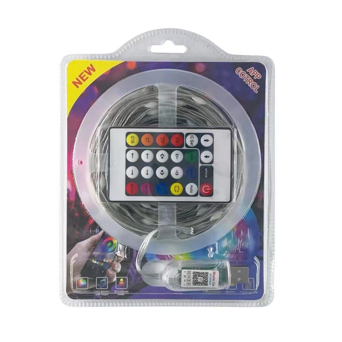 GUIRNALDA DE LUCES LED MULTICOLOR USB 10MT CON CONTROL
