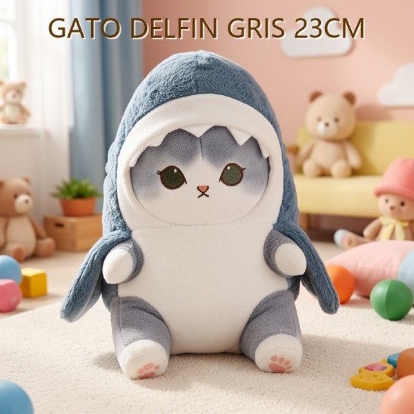 GATO TIBURON GRIS 23CM