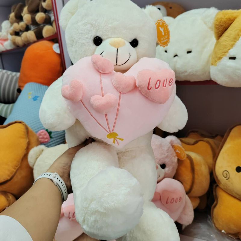 OSO BLANCO CON CORAZON LOVE 55CM
