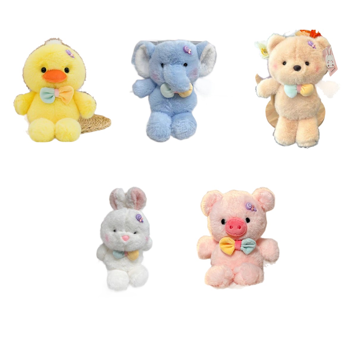 Animales con moño 20cm (5 modelos)