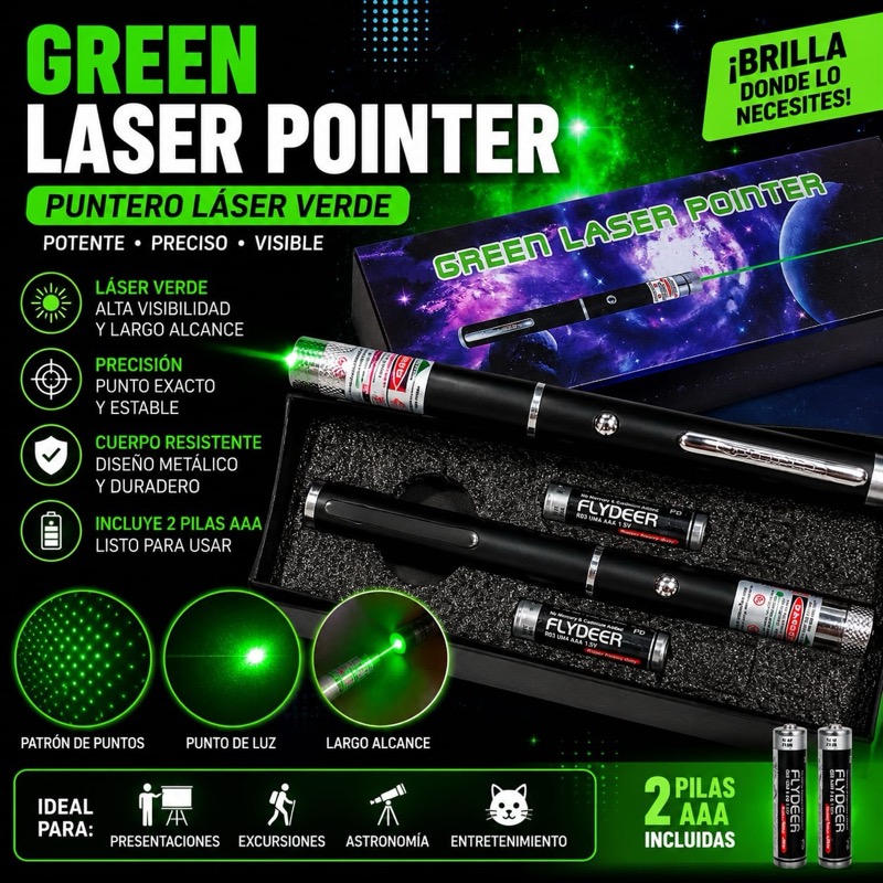 PUNTERO LASER CON PILAS + ESTUCHE