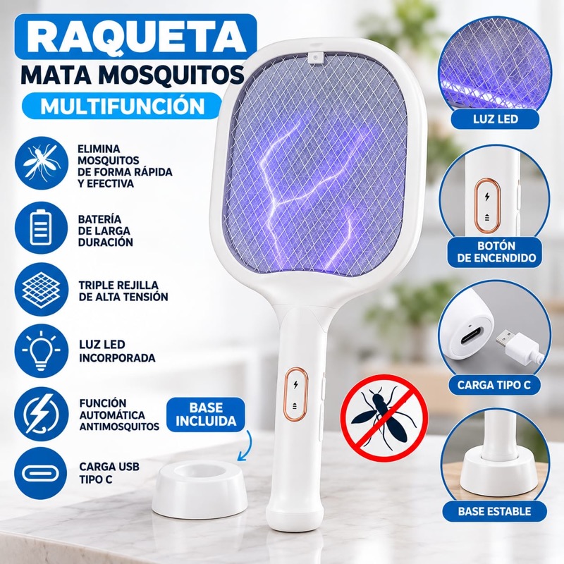 RAQUETA MATA MOSQUITO C/LUZ UV