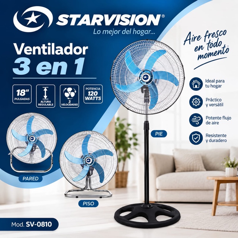 VENTILADOR 3 EN 1 DE 18″ STAR VISION SV-0810