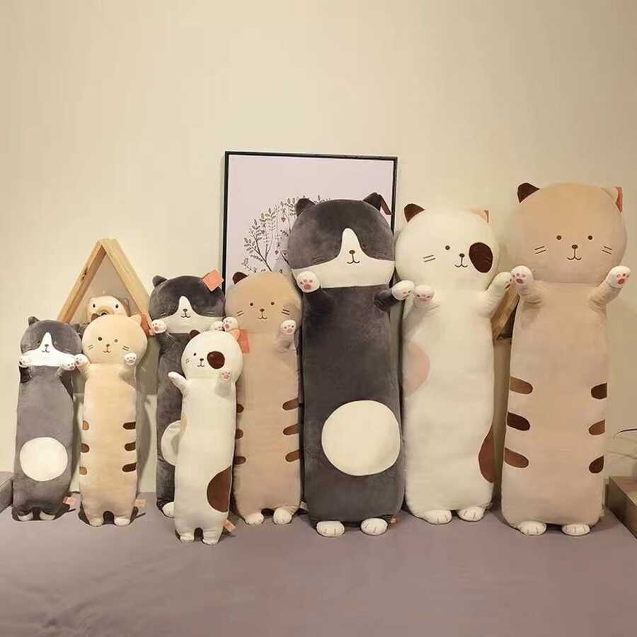 Nuevo cojín de peluche con forma de gato, 110 cm.