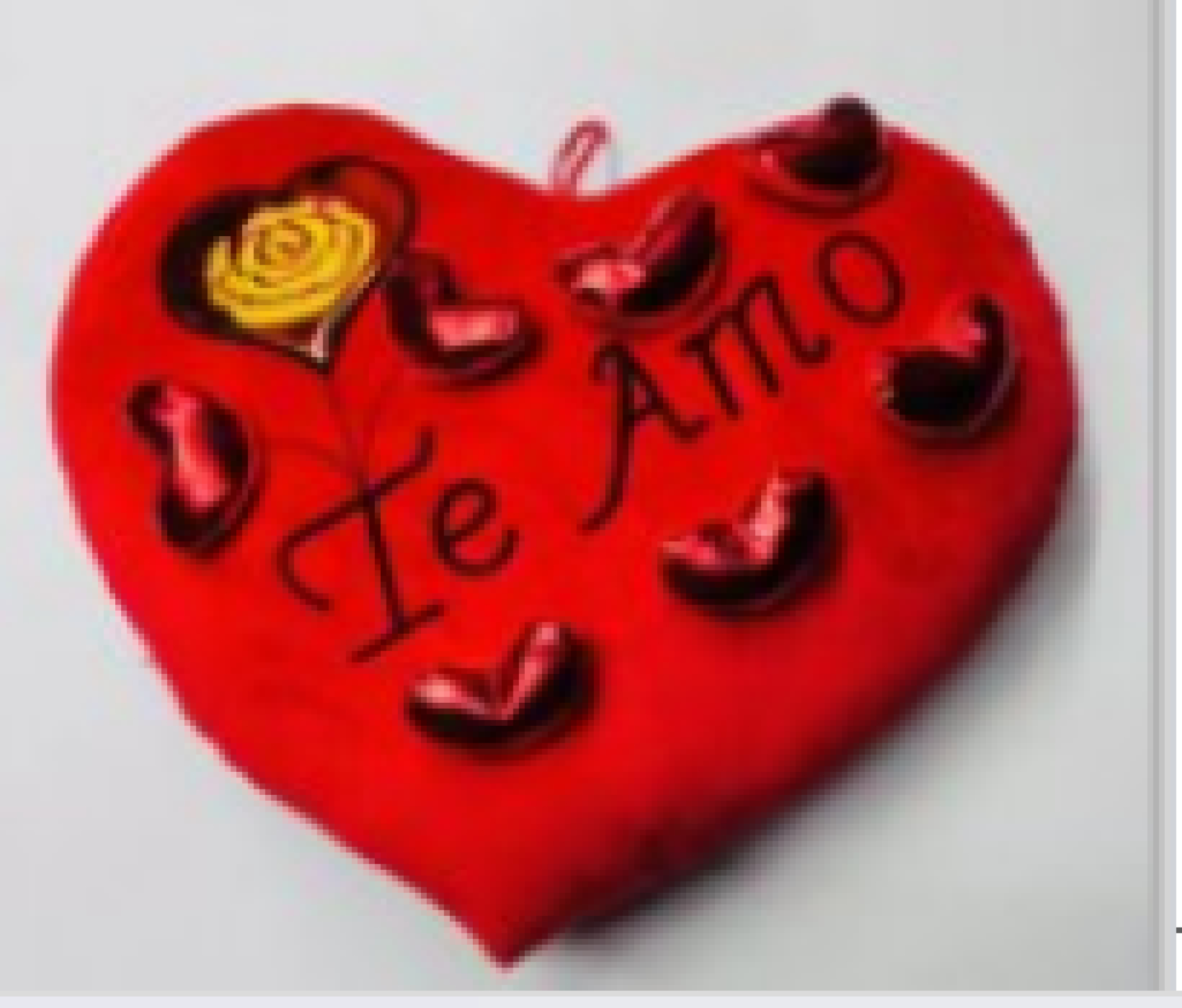 Almohada corazón Te Amo con rosa amarilla 30cm