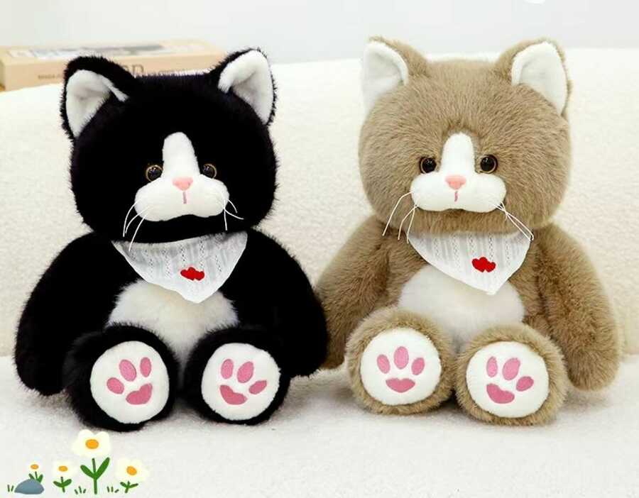 Bufanda Miling Mink Heart con diseño de gato, 35 cm