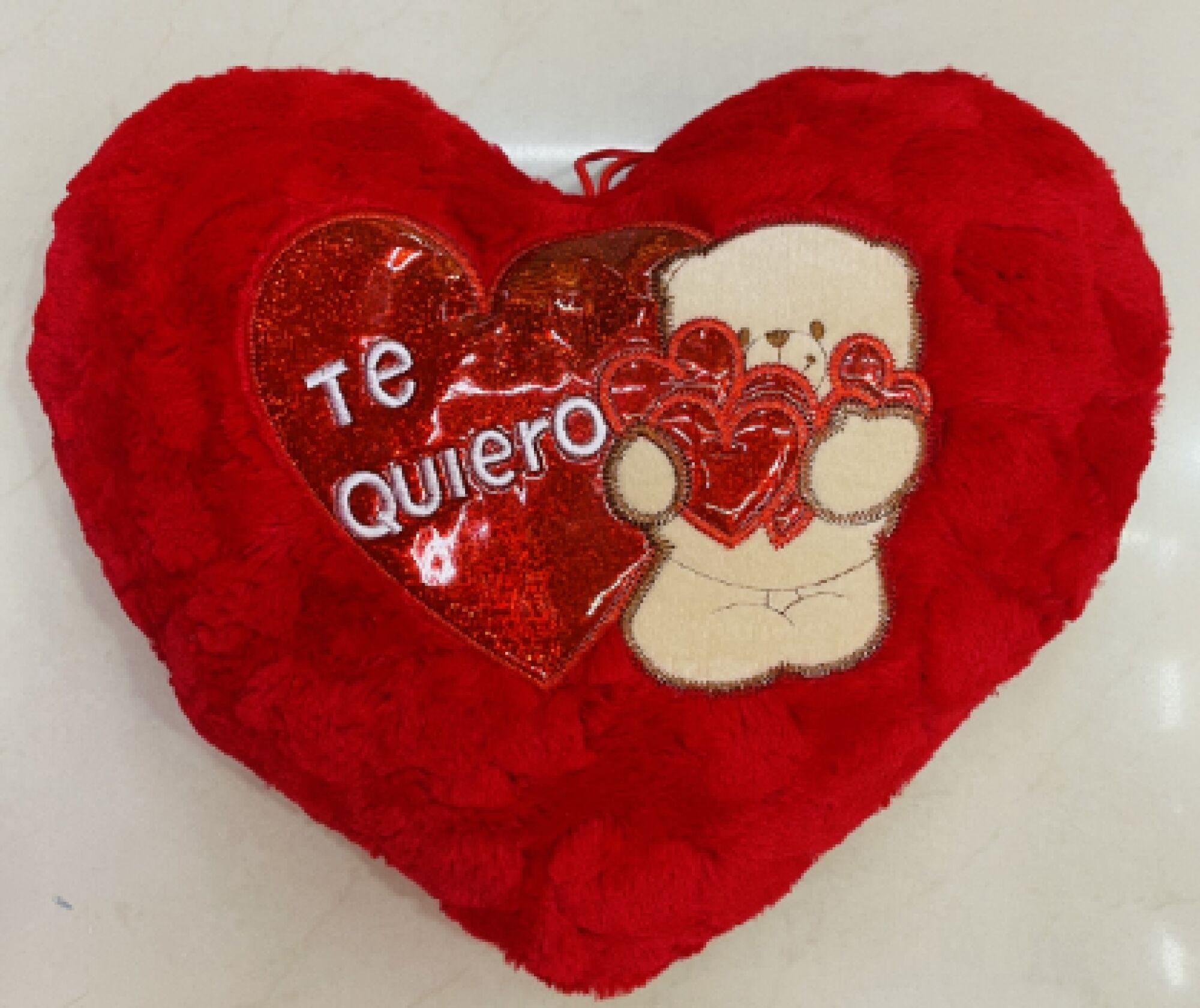 Almohada corazón Te Quiero con osito 35cm