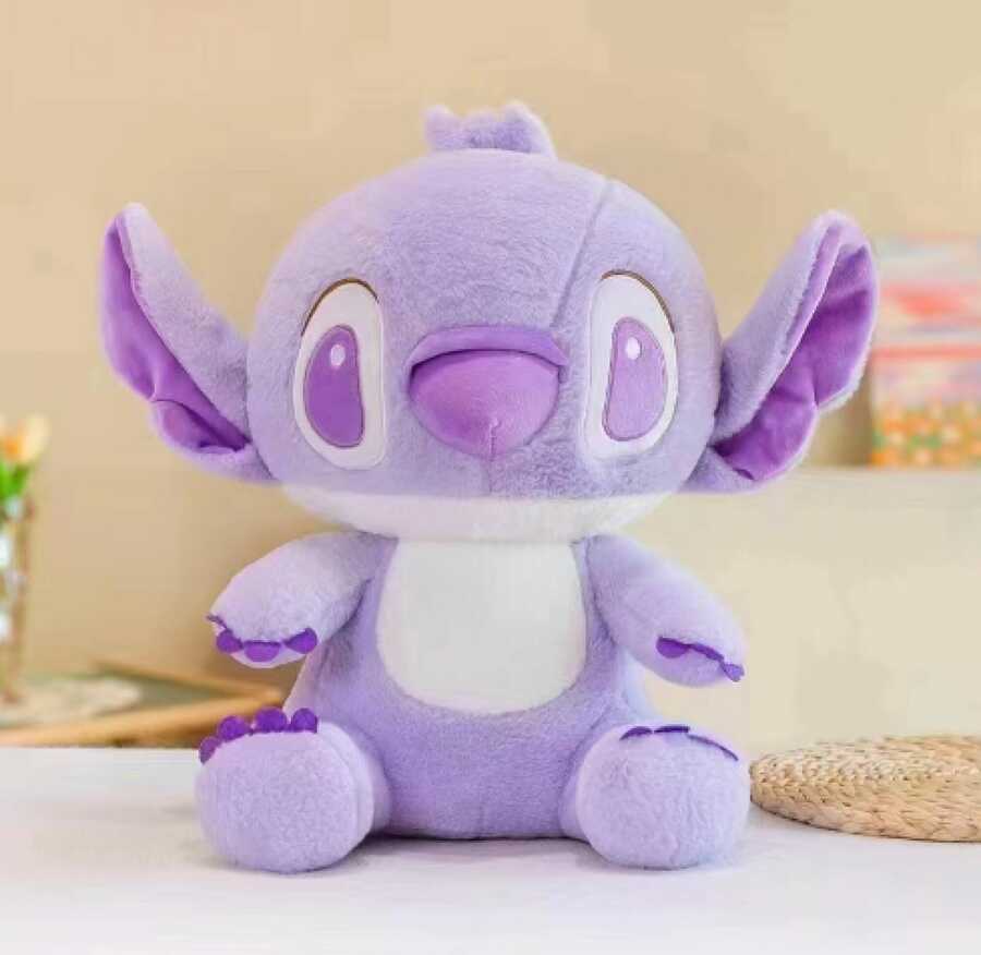 Peluche marioneta de pelo de conejo Stitch morada 45cm
