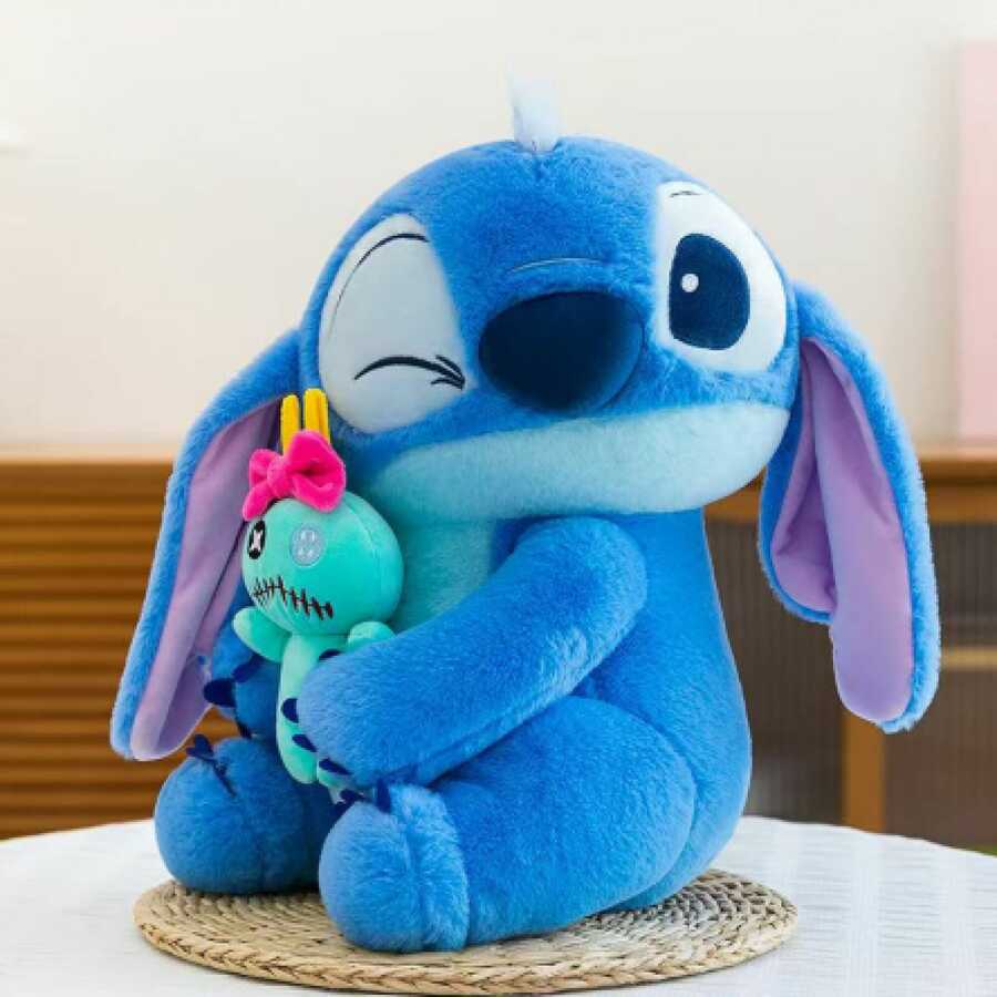 Peluche inclinando la cabeza para abrazar a Stitch 45cm