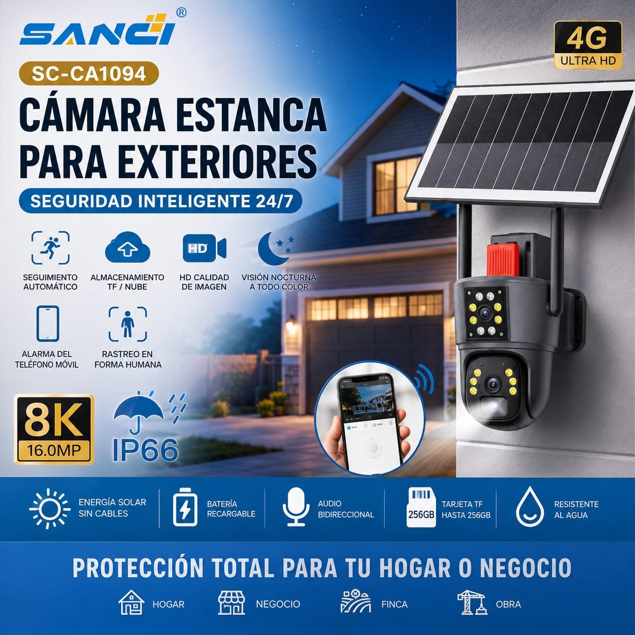 CAMARA SOLAR EXTERIOR SANCI SC-CA1094