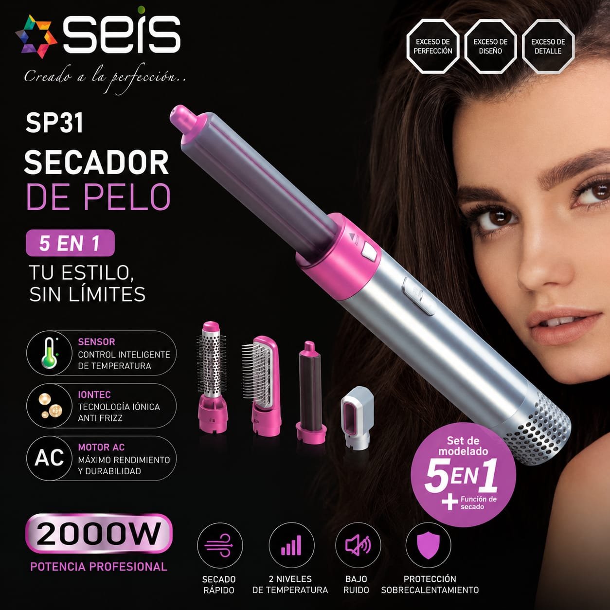 HS-12229 SECADOR MODELADOR 5 EN 1 SEIS SP31