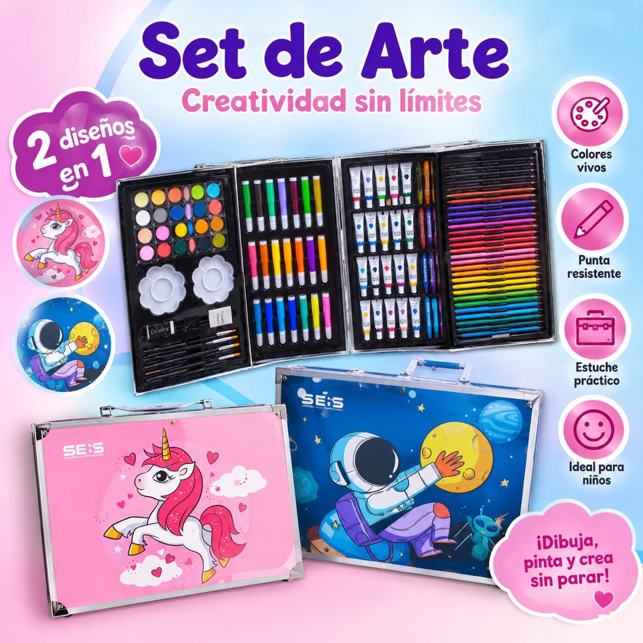 HS-12232 SET DE ARTE INFANTIL 145 PIEZAS AV48064