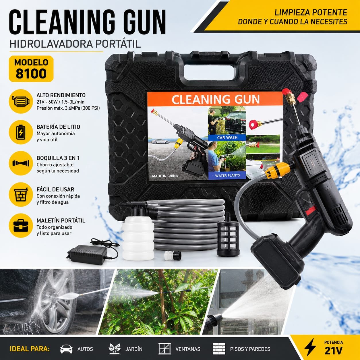 HS-12260 HIDROLAVADORA PORTATIL 8106
