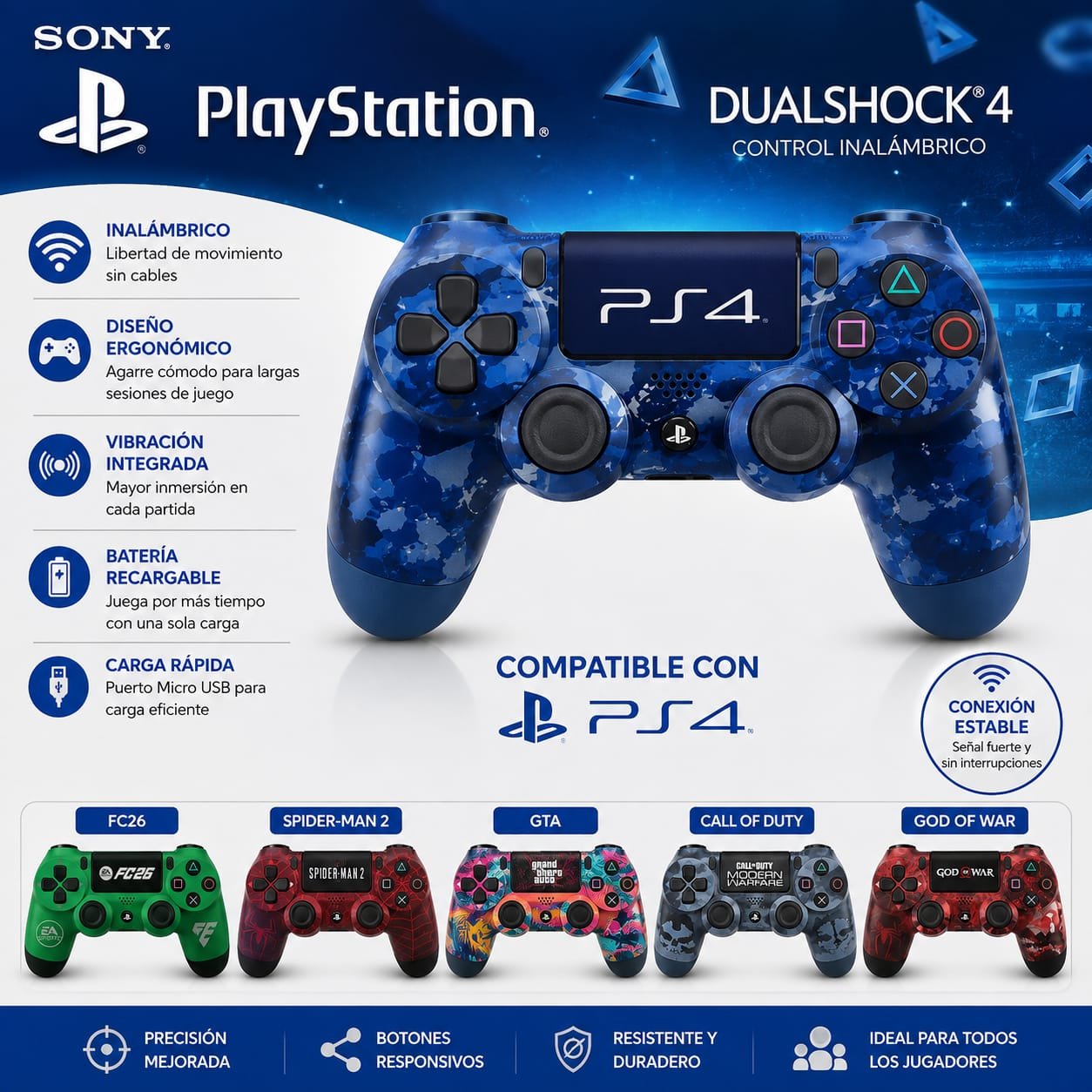 HS-12236 JOYSTICK PS4 DISEÑOS VARIADOS