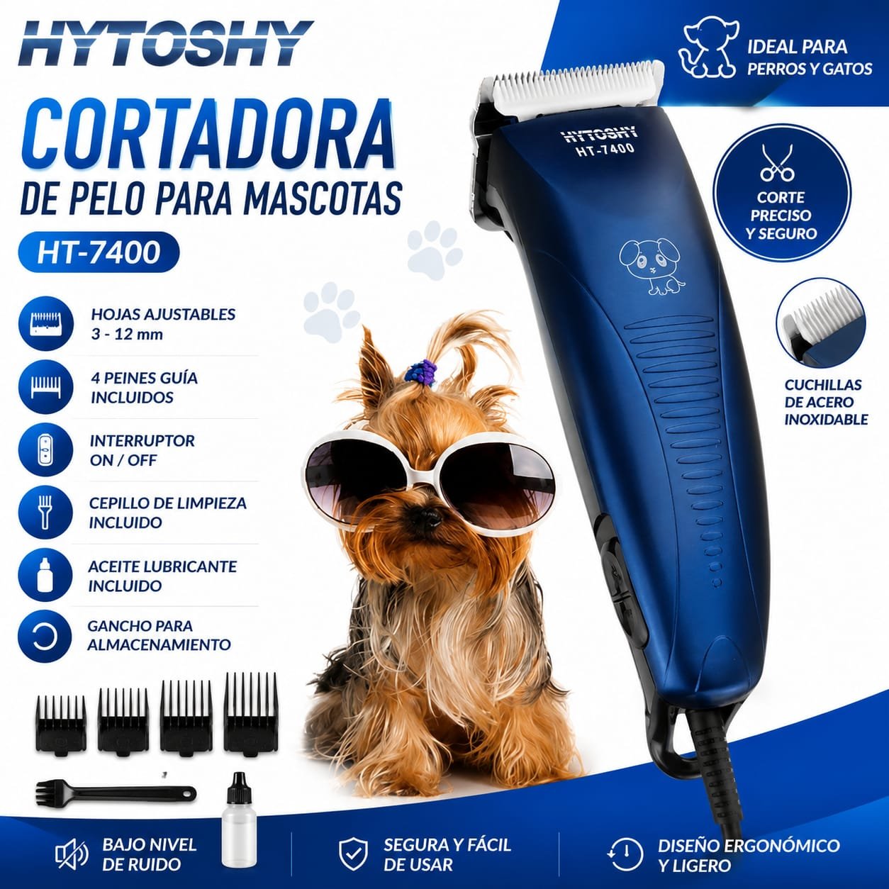 HS-12257 CORTADORA DE PELO PARA MASCOTAS HT-7400