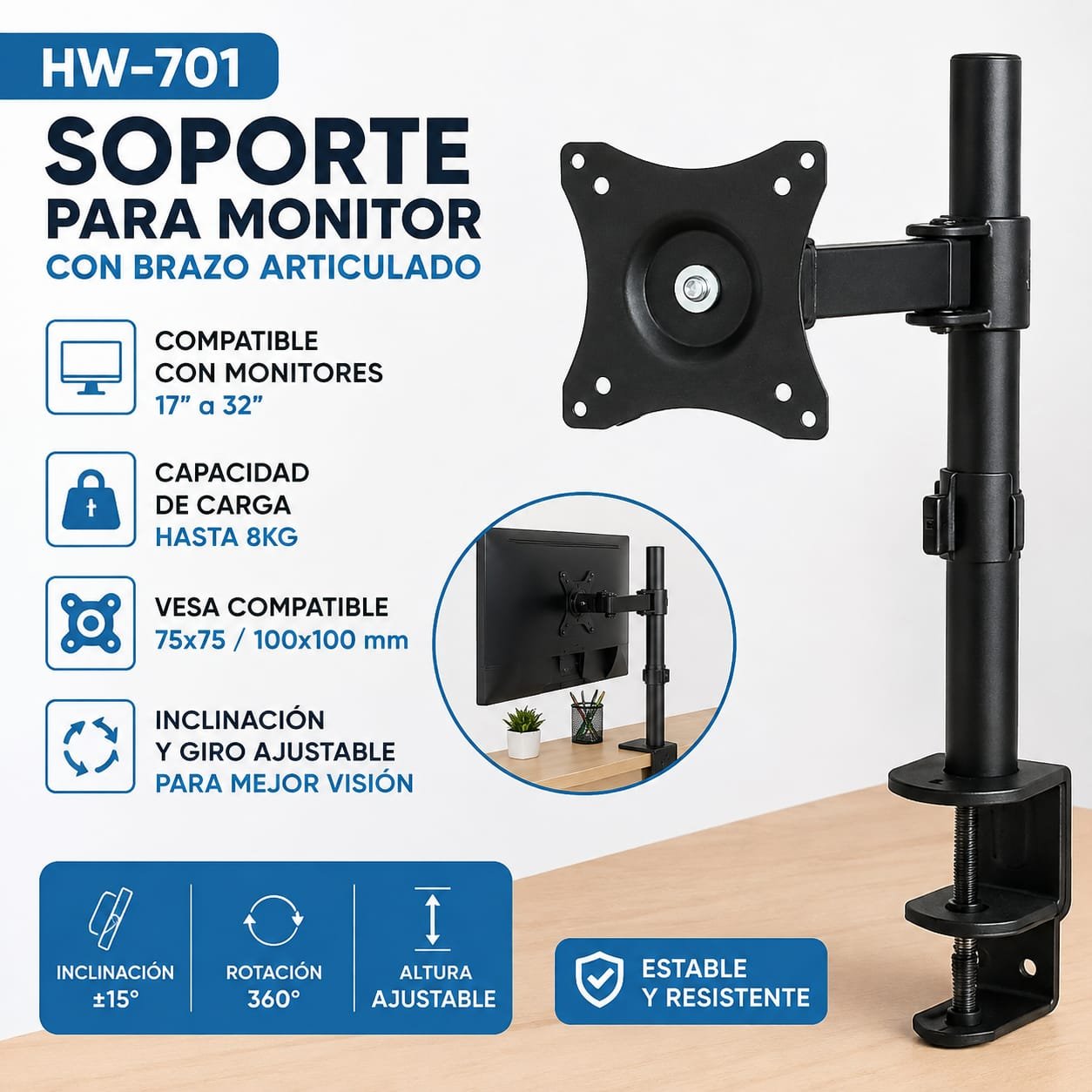 HS-12225 SOPORTE PARA MONITOR HW-701