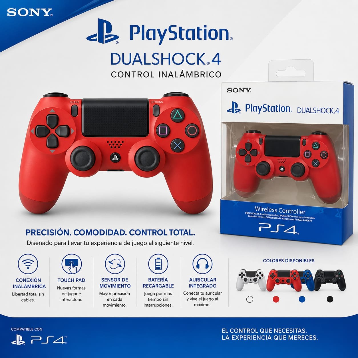 HS-12031 JOYSTICK PS4 COLORES LISOS
