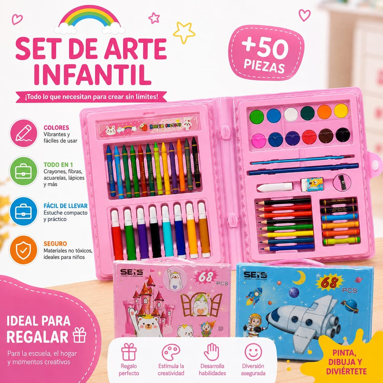 HS-12231 SET DE ARTE INFANTIL 68 PIEZAS AF24385