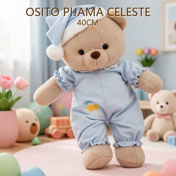 OSITO PIJAMA CELESTE 40CM