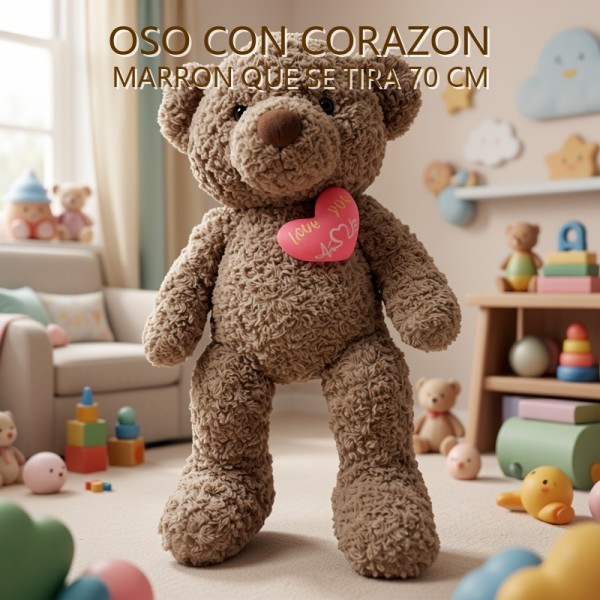 OSO CON CORAZON MARRON QUE SE TIRA 70 CM