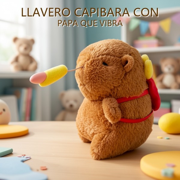 LLAVERO CAPIBARA CON PAPA QUE VIBRA