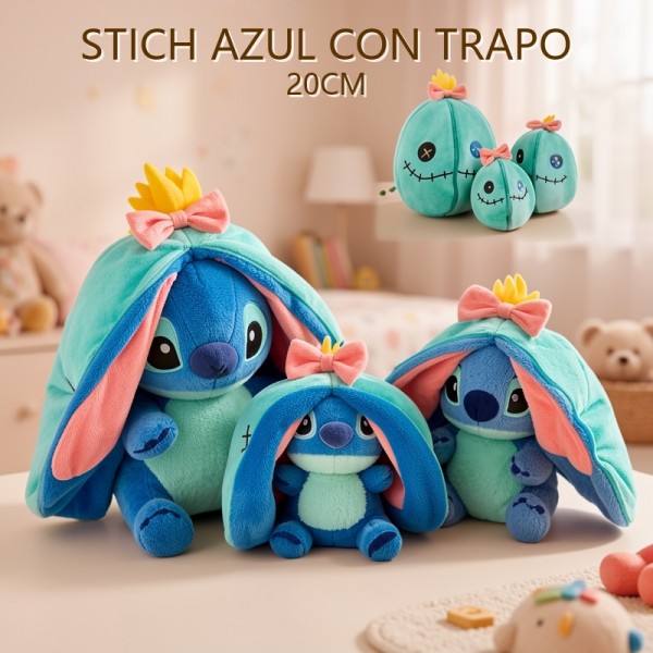 Stitch AZUL CON TRAPO 20CM