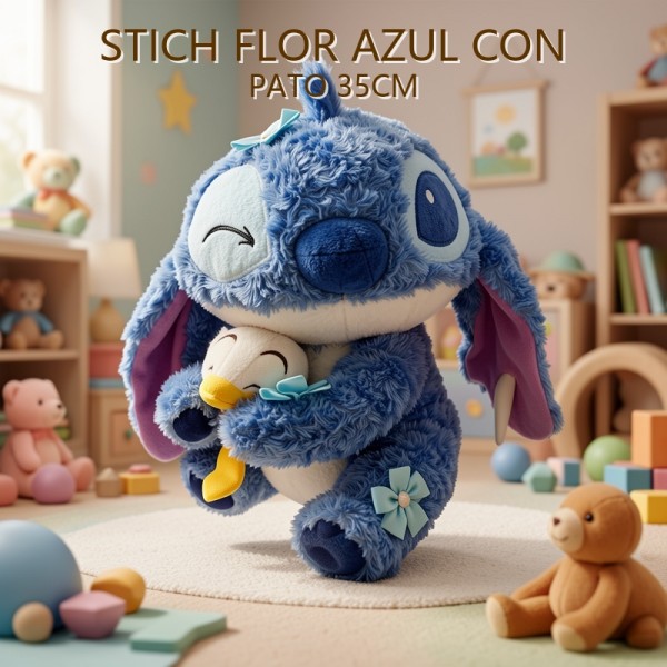 Stitch FLOR AZUL CON PATO 35CM