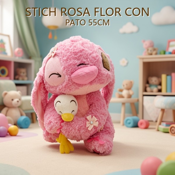 Stitch ROSA FLOR CON PATO 55CM