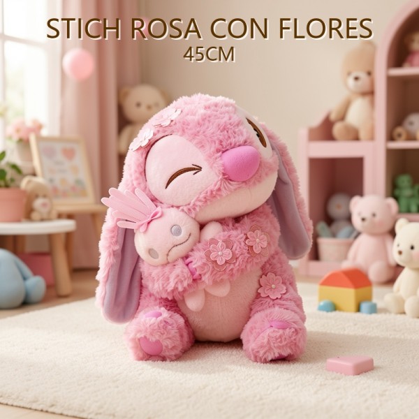 Stitch ROSA CON FLORES 45CM