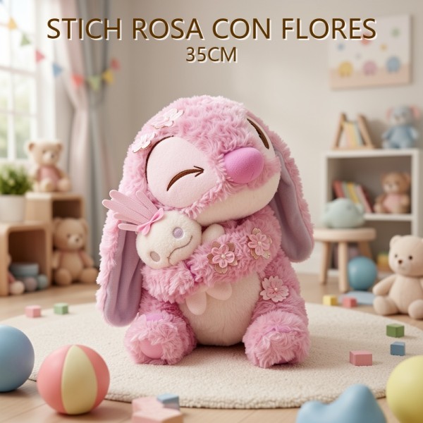 Stitch ROSA CON FLORES 35CM