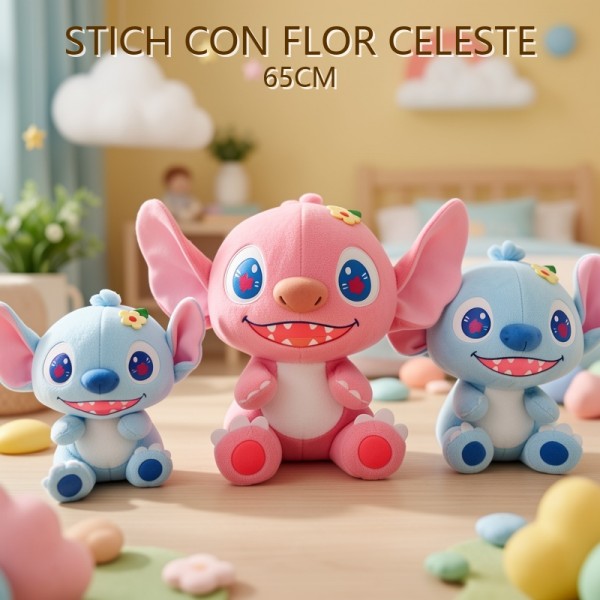 Stitch CON FLOR CELESTE 65CM